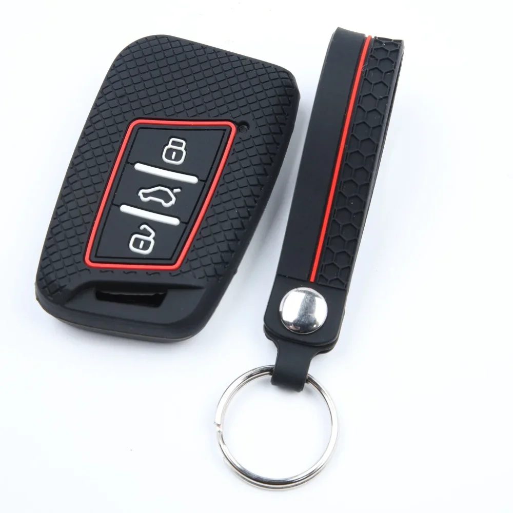 Silikon-Schlüsselhülle Autoschlüssel-Etui für Skoda Kodiaq Karoq Octavia Fabia für Seat Ateca für Volkswagen VW Taos Passat B8 Polo Tiguan