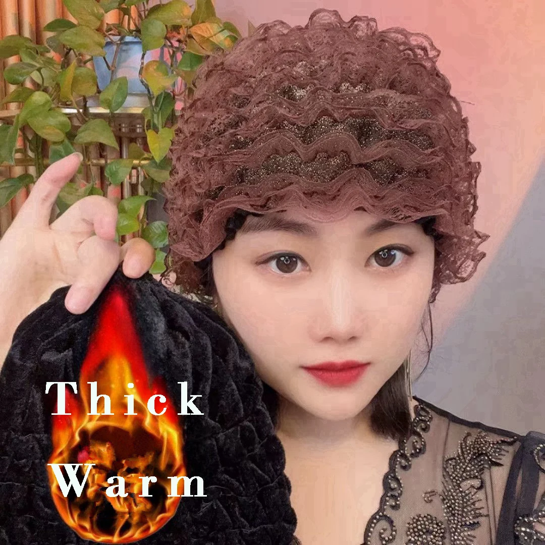 

Зимний теплый бархатный кружевной нижний шарф, утепленный платок, женский мусульманский хиджаб, тюрбан, шапочки, капот, шапка от выпадения волос, химиотерапевтическая шапка, ветрозащитная