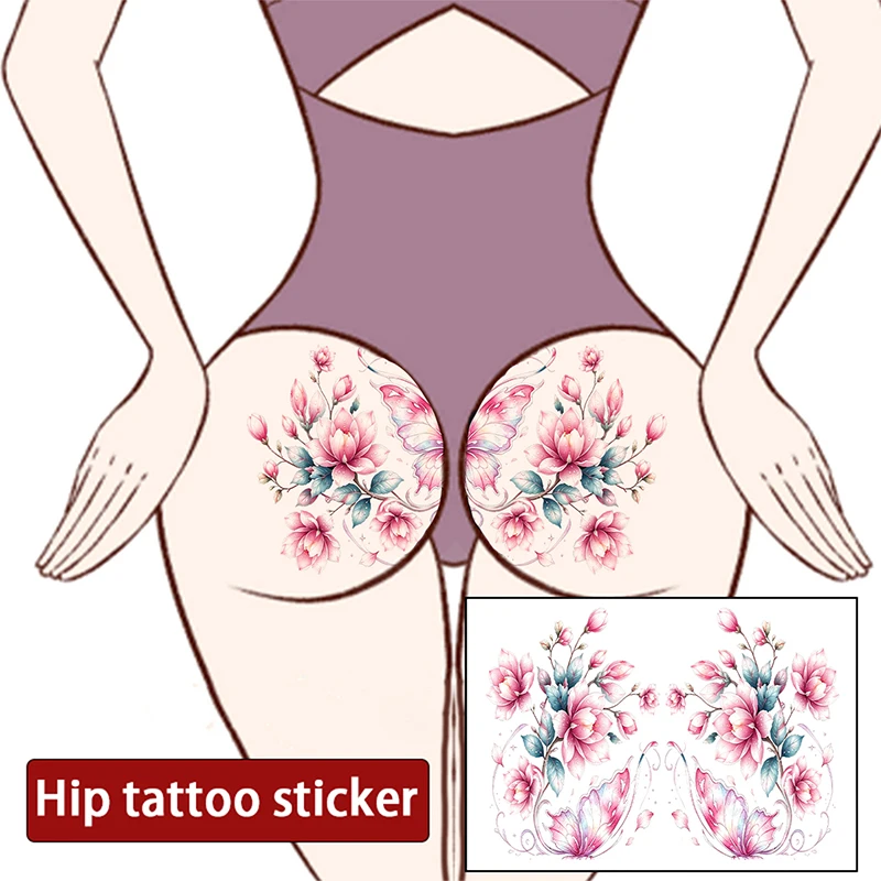 Long-lasting sexy Buttock Tattoo stickers, Waterproof and Sweatproof Chrysanthemum stickers, Women's butterfly Pattern