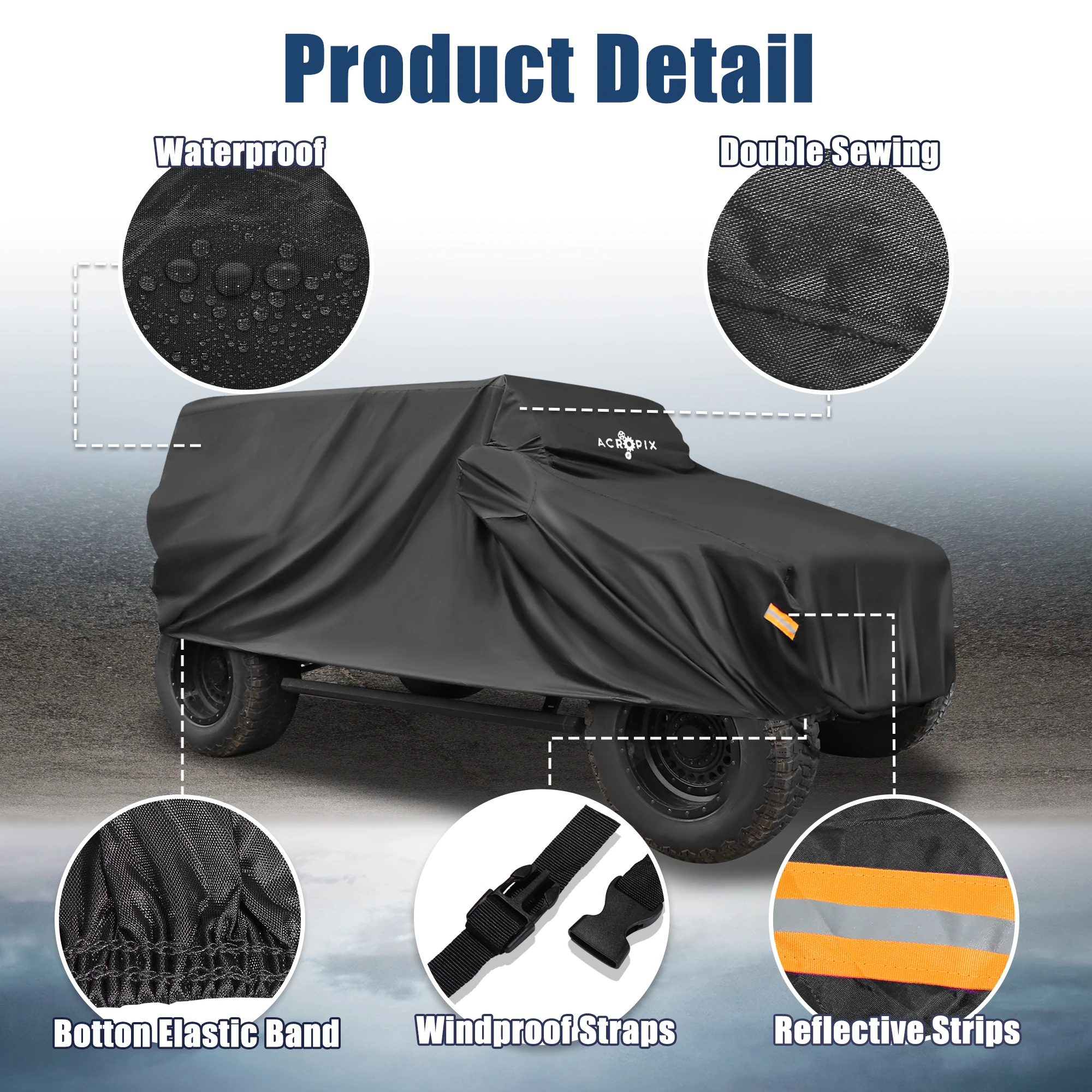 X Autohaux SUV Car Cover for Jeep Wrangler JK JL 2 Door 4 Door with Driver Door Waterproof Windproof Car Cover for Jeep JK JL