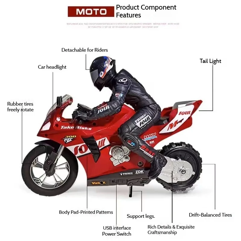Stunt RC Moto Drift Spin Auto-equilibrio Auto da corsa telecomandata Veicolo giocattolo elettrico per bambini Ragazzi regalo