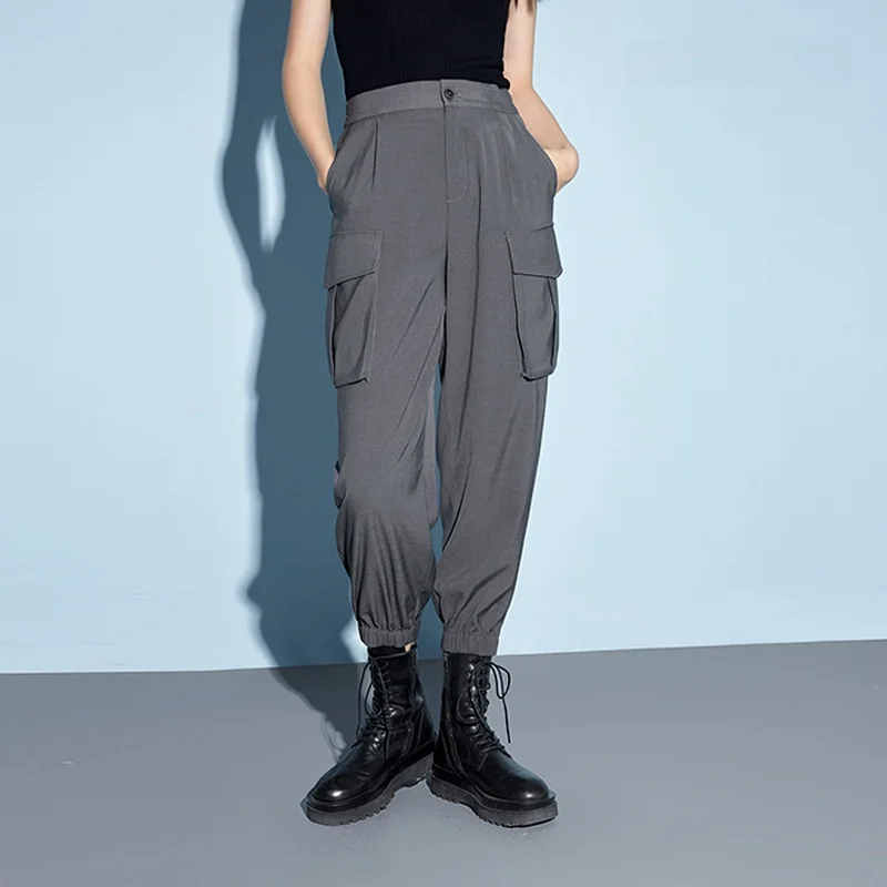 

Новые женские брюки-харлан для работы, длинные, для повседневной носки, с асимметричным дизайном, на молнии, повседневные брюки-карго