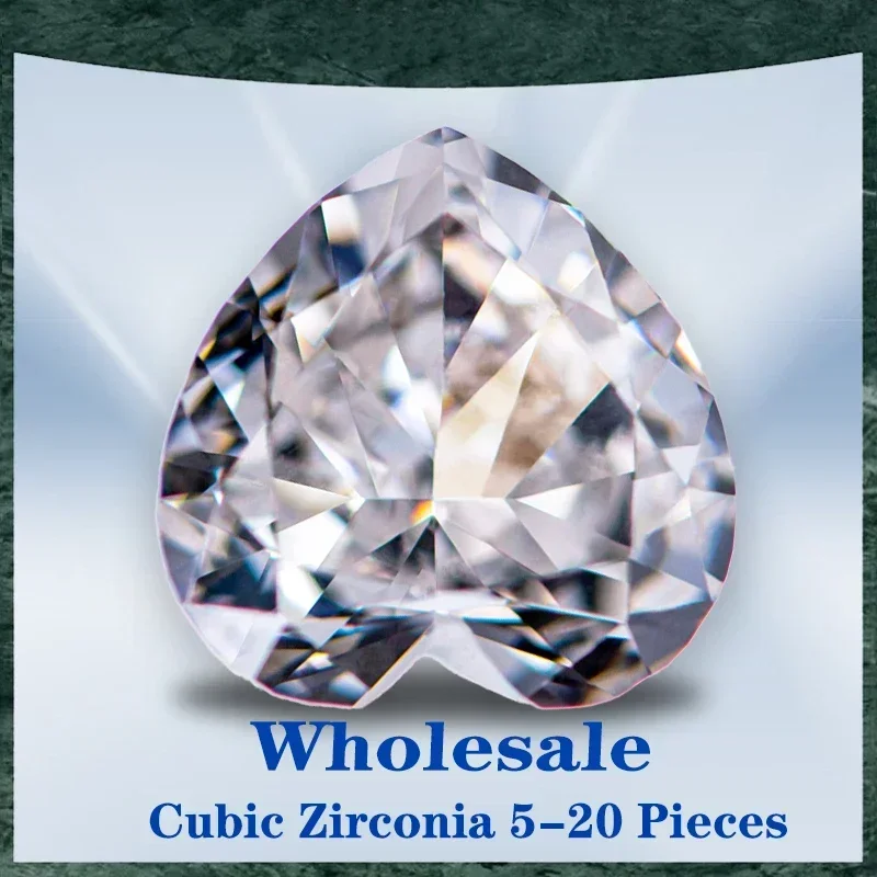 

L-TOP Cubic Zirconia Wholesale No Certificate Crushed Ice Cut Heart Shape Peach Color Charms Beads for Diy Jewelry Making Mater