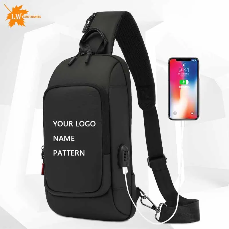 Custom Chest Bag Printed Logo Name Crossbody Small Bag Multifunctional Waistpack Waterproof Bag Pattern Sac de poitrine