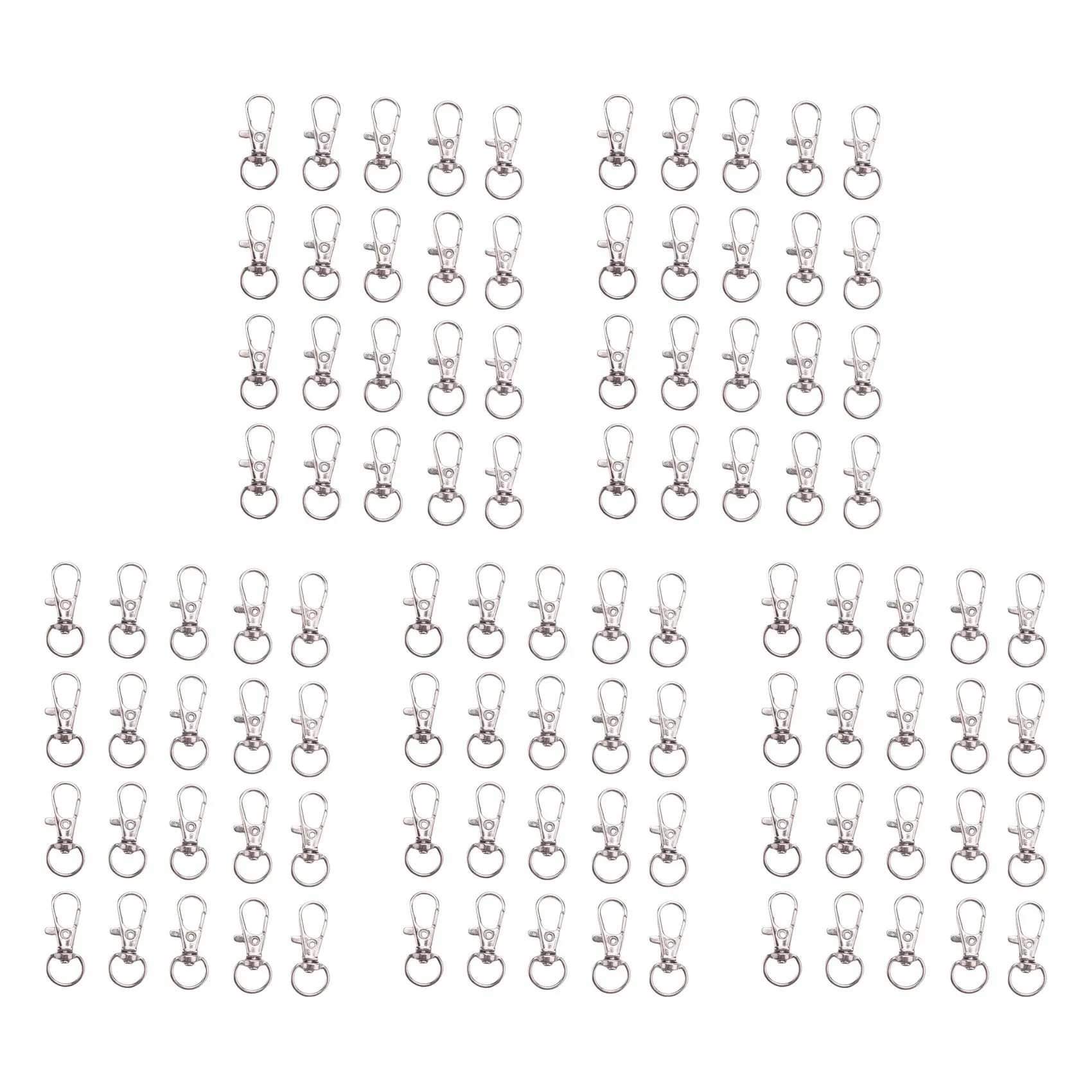 HLZS-100Pcs Metal Lobster Trigger Swivel Clasp Hooks Clip Buckle Jewellery Making Arts Crafts Key Ring Keychain 35Mm