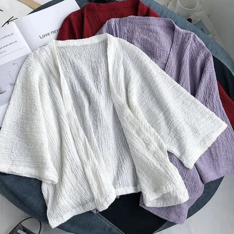 Sonnenschutzkleidung für Damen im Sommer, dünne kurze äußere Sonnenschutz-Cardigan-Schal-Kurzjacke