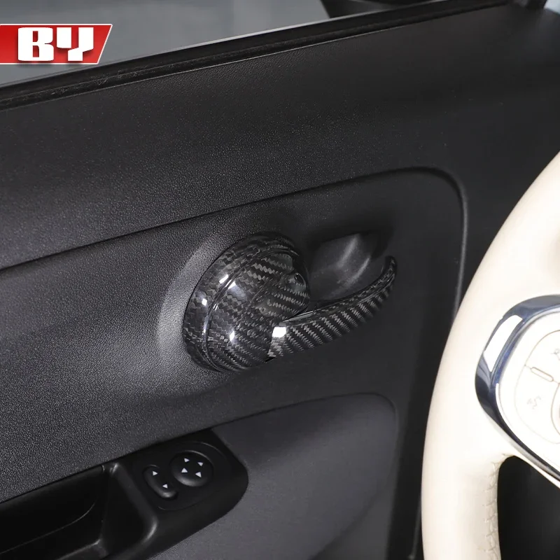 لشركة فيات 500 أبارث 595 2010 + ألياف الكربون مقبض السيارة الداخلي لوحة غطاء الزخرفية الملحقات الداخلية