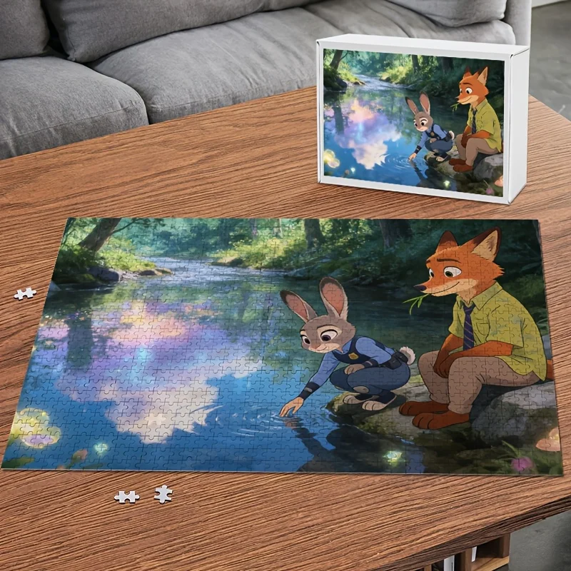 1000 stuks Disney Zootopia Judy Hopps en Nick Wild Poster Puzzel |   Hoge moeilijkheidsgraad, hersenkraker voor volwassenen, creatief cadeau voor geboorte