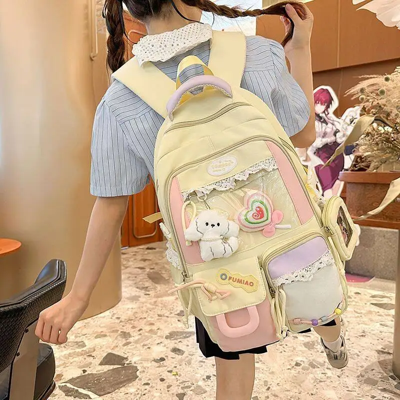 Cute Transparent Large-Capacity Girls, Schoolbag For Elementary And Middle Students, High-Appearance-Value Junior High School