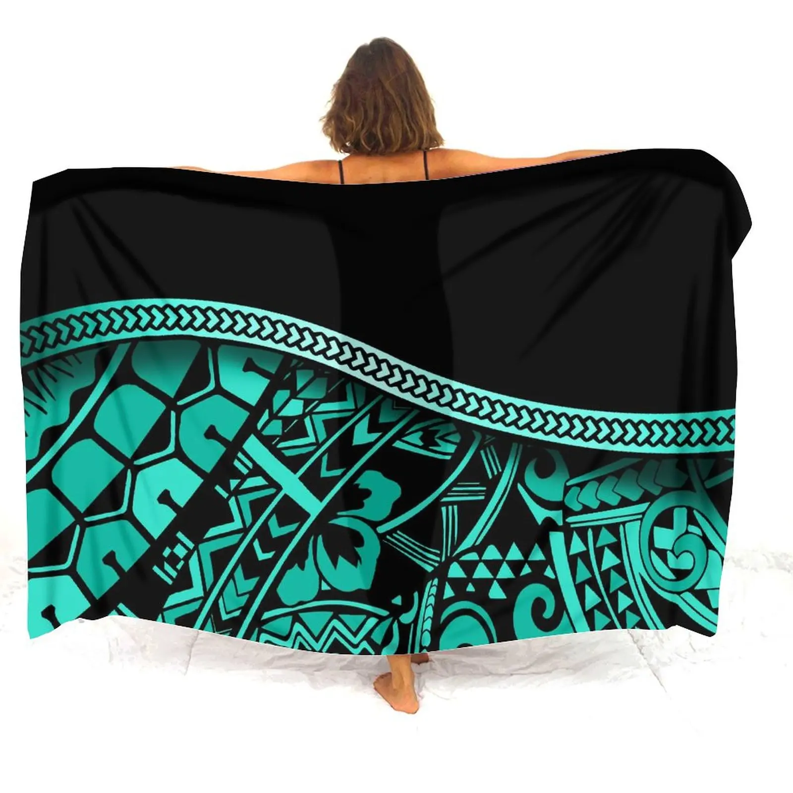 Summer Hawaiian Comfort Lightweight Fabric Custom Sunblock Coat Party Elegant Shawl Polynesian Sarong Apron