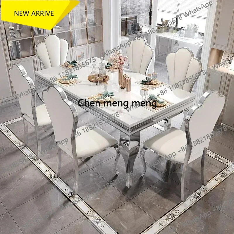 

A178 Marble Luxury Dining Table Unique Gold Individual White Italian Dining Table Rectangular Design Mesa Comedor Home Furnitur