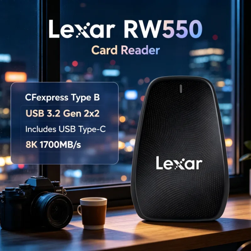 Lexar RW550 USB 3.2 Gen 2x2 CFexpress Type B Reader USB Type-C 8K 20Gbps Card Reader for Photo Transfer