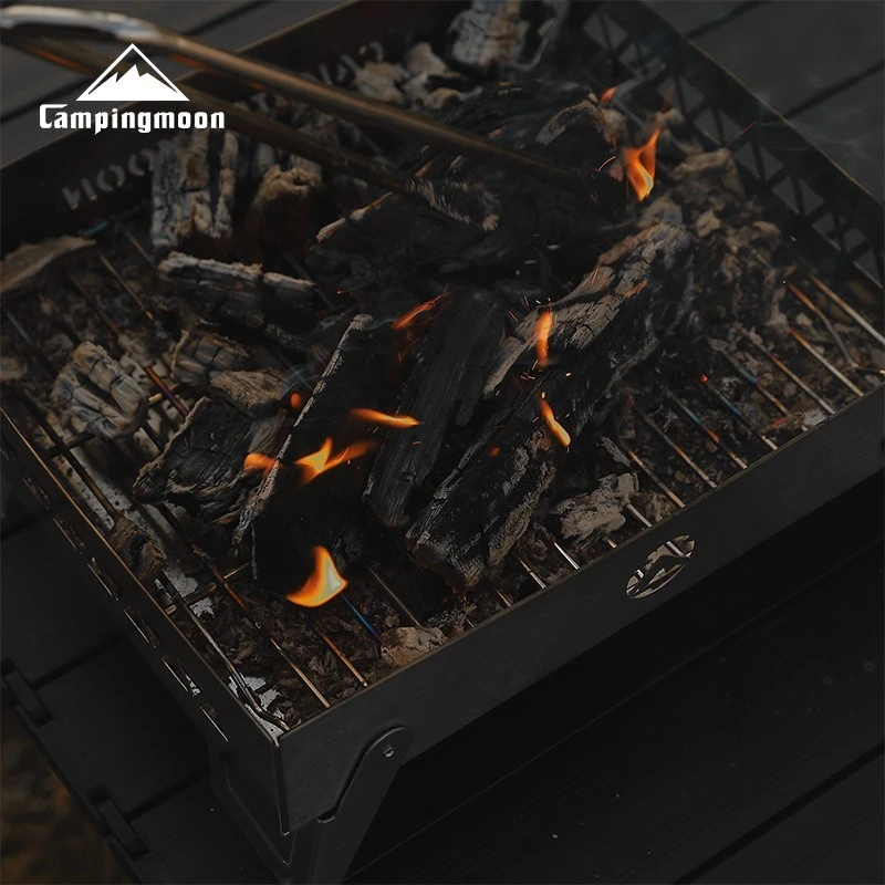 

CAMPINGMOON MT-6-LT Outdoor Stainless Steel Fire Bed Camping Barbecue Burning Table Portable Folding Fire Heating Stove