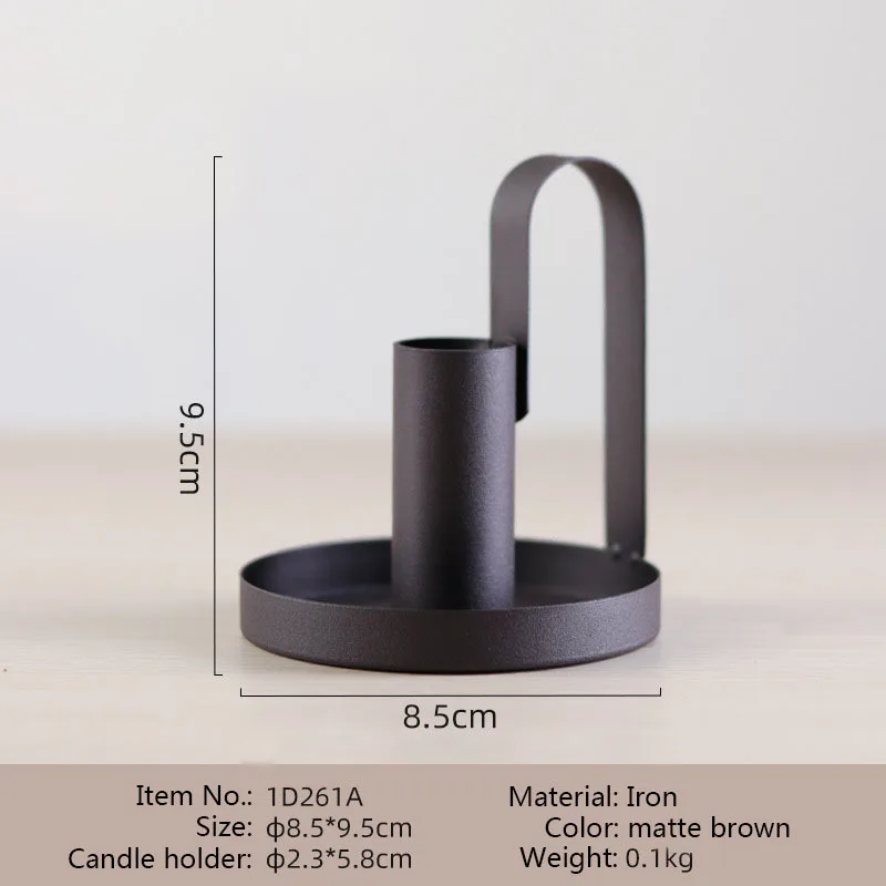 Christmas Decoration Supplies Candle Holder Decoration Metal Creative Handheld Tray Wax Cup Black Candle Holder view 5