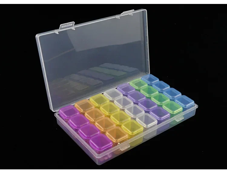 

28 Slots Diamond Embroidery Box Diamond Painting Accessory Case Clear plastic Beads Display Storage Boxes Stitch Tools