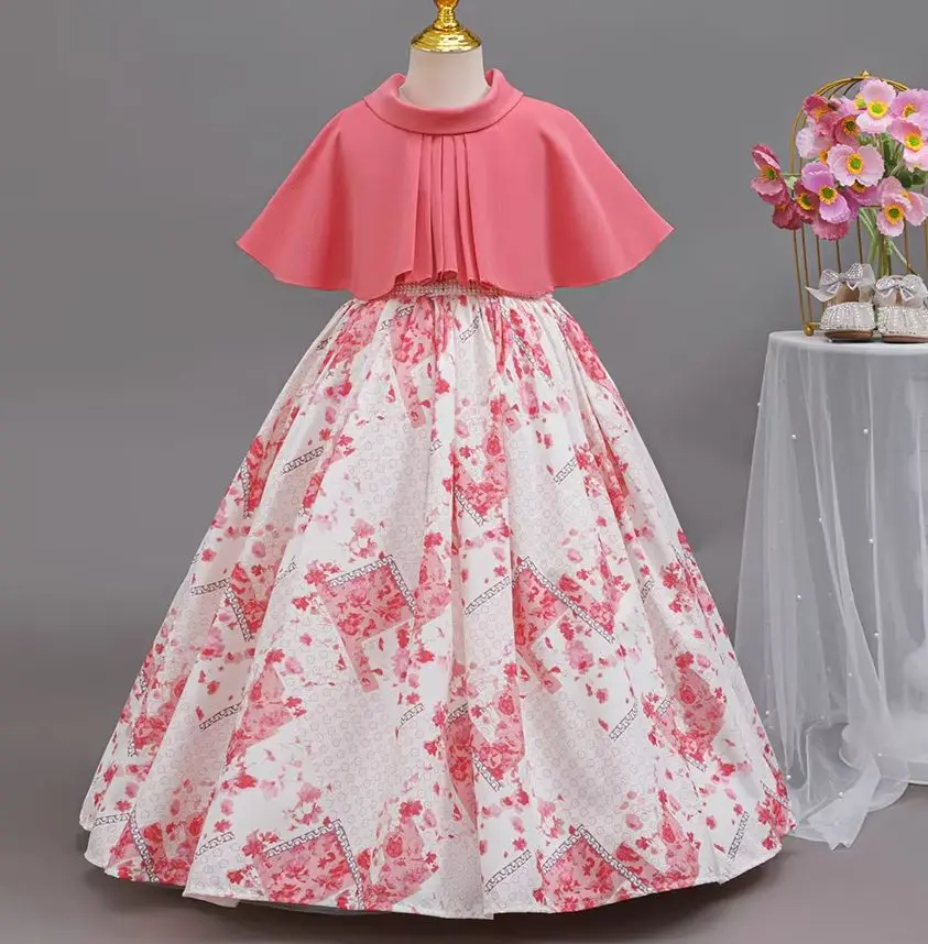 Young Girl Princess Evening Dress Print Children Holiday Long Dresses Girls' Clothes