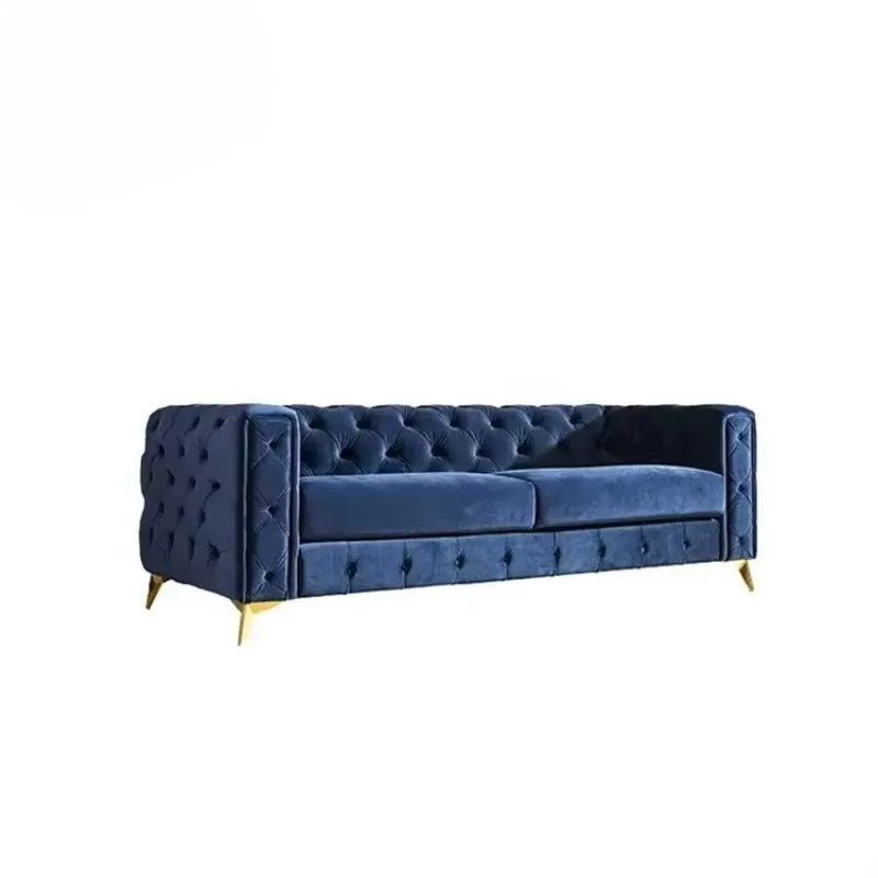 

Italian style blue, velvet classic sofa, villa luxury hotel living room furniture