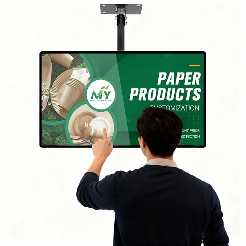 Commercial Building Ceiling Mounted LCD Display Screen IPS Panel WiFi Hotspot Cloud-Based CMS For Indoor Advertising Stores