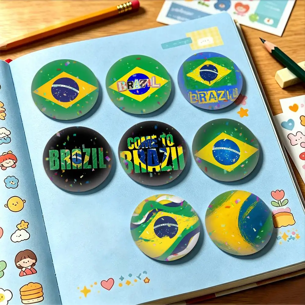 Samba Kings Brazil Flag 25mm 32mm 44mm 58mm 75mm Brooches Badges Pins for Accessories Gift