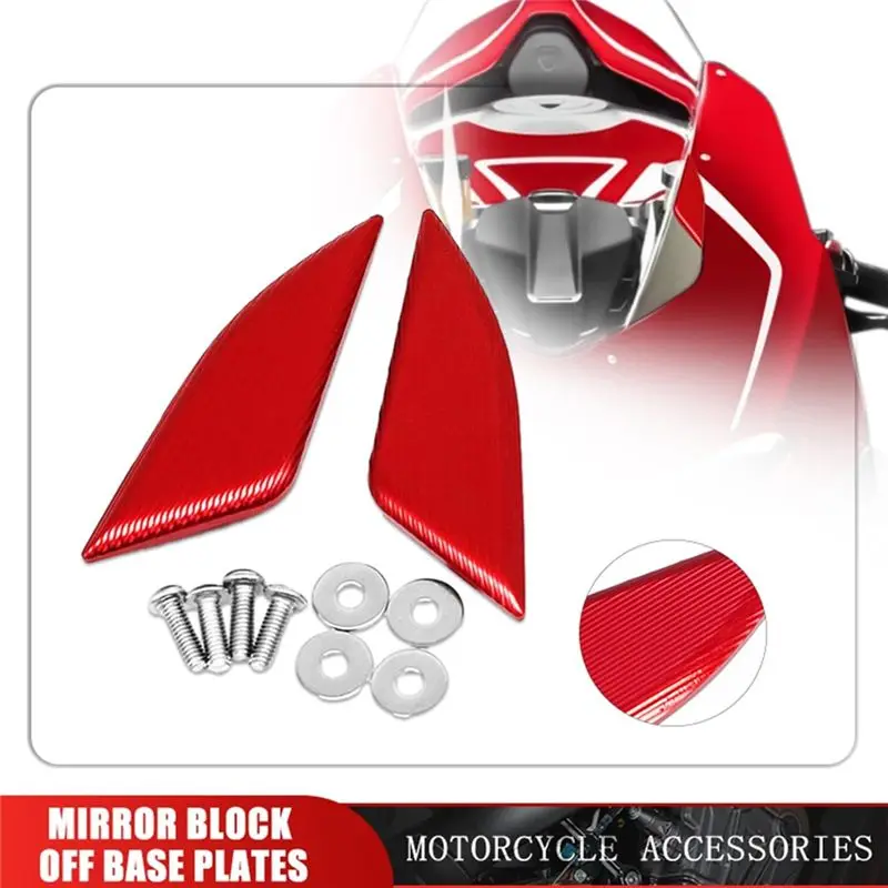 AU16-For Ducati Panigale V2 V4 V4S V4R 2018-2024 Accessories-Rearview Block Off Base Plates For Motorcycle Red