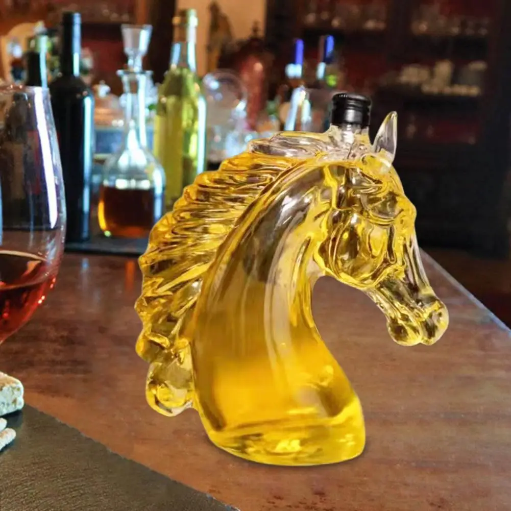 Whiskey Bottle Engraved Horse Head Shape Glass Decanter for Whiskey Bourbon Brandy Unique Liquor Bottle Gift for Whiskey Lovers view 5