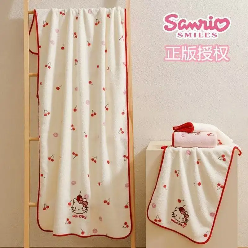 

Cartoon Sanrio Hello kitty cute bath towel home dormitory soft absorbent cute children coral velvet bath wrap Kawaii new style