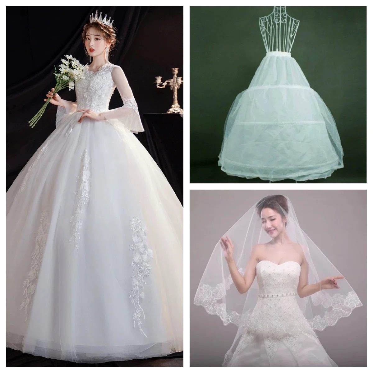 YC-S62#Wedding Dress French Large Size New Bridal Sen Series Round Neck Long Sleeve Trumpet Sleeve Bridal Wholesale Manufacturer