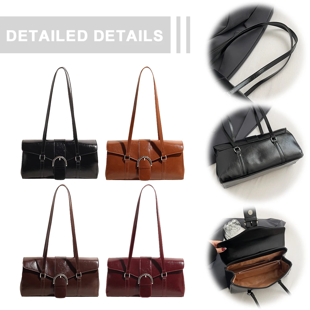 

Женская сумка на плечо из искусственной кожи, модная сумка для подмышек, большая вместительная сумка с пряжкой, сумка для переноски с застежкой сверху, уличная дорожная сумка