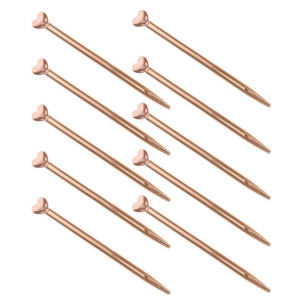 

10Pcs Heart Shape Ballpoint Pens Sturdy Iron Retractable Pens for Signing Documents Daily Writing Journaling Valentine's Day