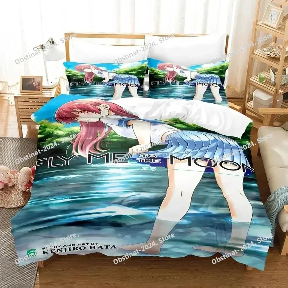 TONIKAWA Over The Moon For You Bedding Set Printed single Comforter Quilt Duvet Cover Pillow Case 3 Pieces Sets Kids Adult Size