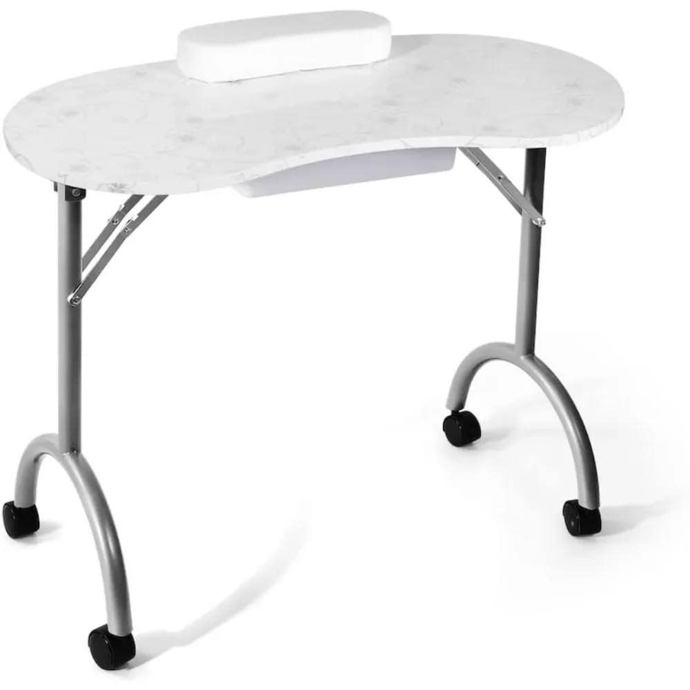 

Portable Manicure Table, Folding Nail Desk Nail Technician Desk Workstation with Rolling.