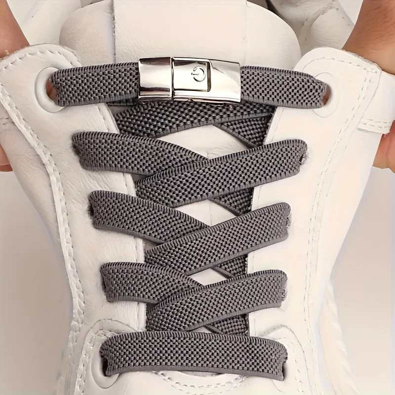 1-Pair Pack No-Tie Elastic Shoelaces, Comfortable Buckled Me