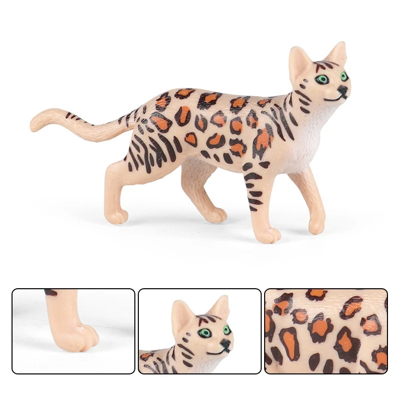 Realistic Bengal Cat Model Desktop Kitten Ornament Pet Asian Leopard Cats Home Decoration