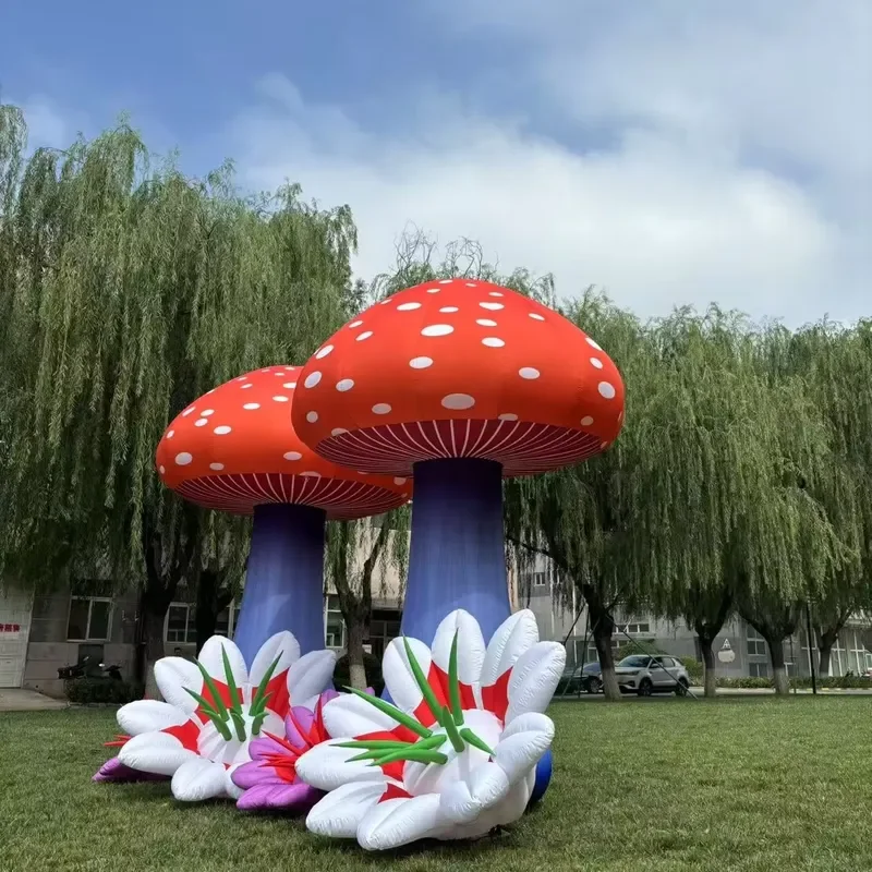 Used Wonderland Theme Party Inflatable Mushroom and Flower Balloons with LED for Decoration