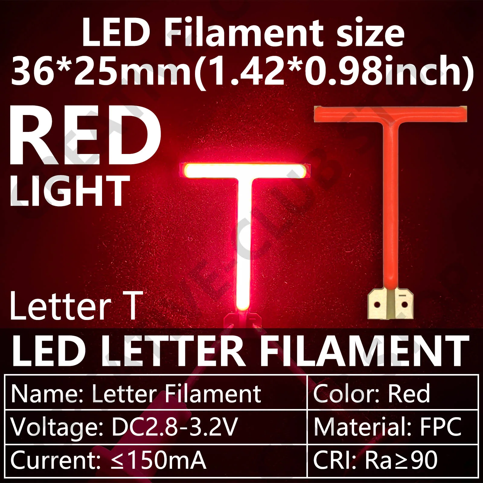 DC3V LED Filament Red Light Romantic Creative Letter NOPQRSTUVWXYZ DIY for Christmas Holiday Party Light Bulb Diode Accessories