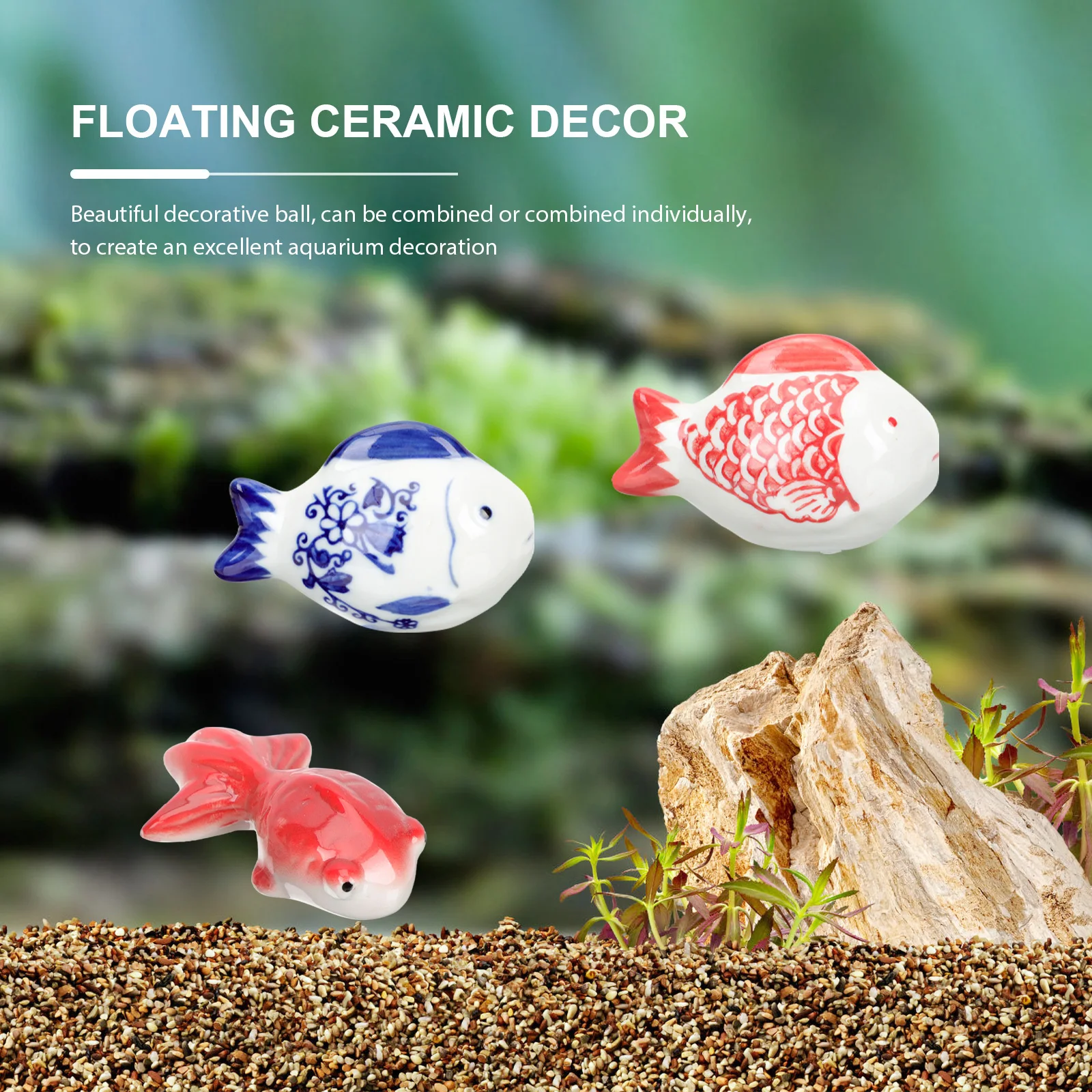 

3Pcs Ceramic Floating Fish Decors for Aquarium Realistic Fish Tank Adornments Durable Ceramic Material Aquarium Decors