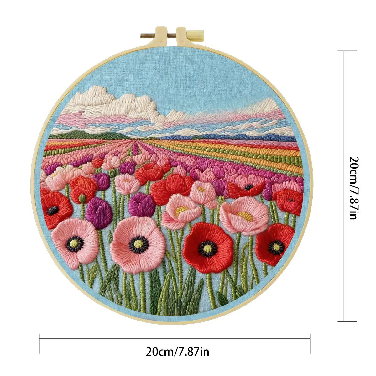 1 Stück 20X20CM/15X15CM 7,87/6,3 Zoll Blumenmeer Stickerei Starter-Kit DIY-Kit DIY-Stickerei-Set Handarbeiten Nadelkunst – Detail 2