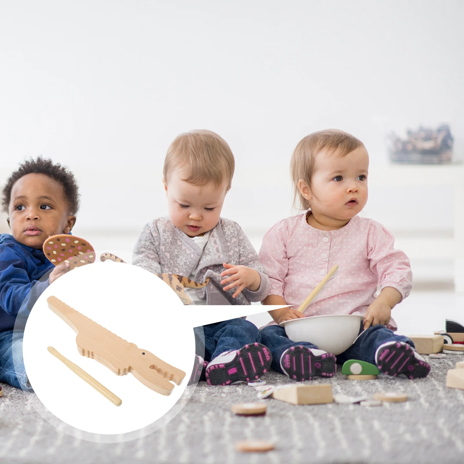 

1Set Wooden Guiro Alligator Shaped Musical Percussion Instrument Educational Development Plaything Guiro Percussion