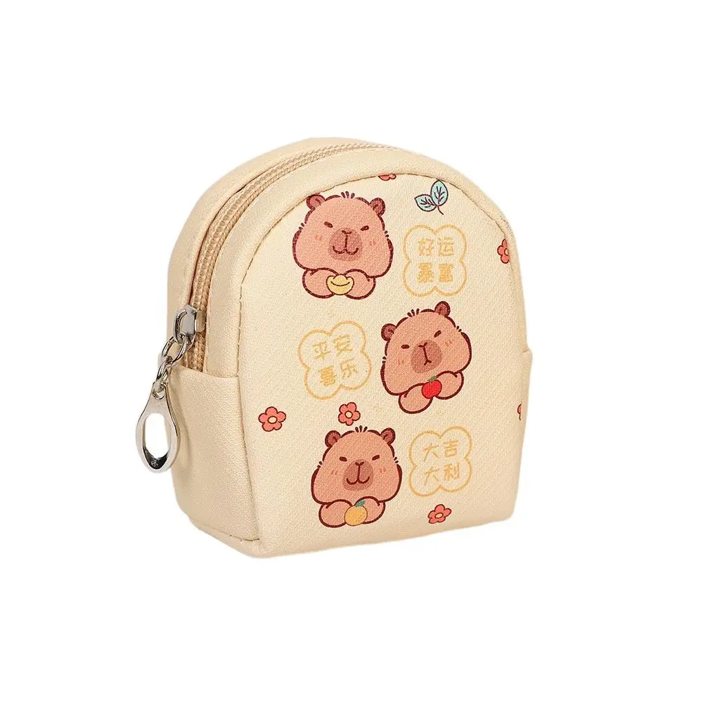 Lovely Small Capybara Coin Purse Japanese Pu Cartoon Leather Wallet Zipper Waterproof Earphone Storage Bag Girls