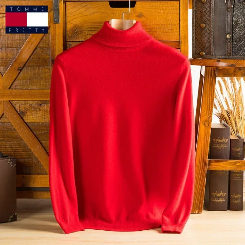 2024 100% Pure Cashmere Wool Turtleneck Sweaters For Men Pullover 2023 Autumn Winter Soft lightweight Warm Knitted Sweater Pull