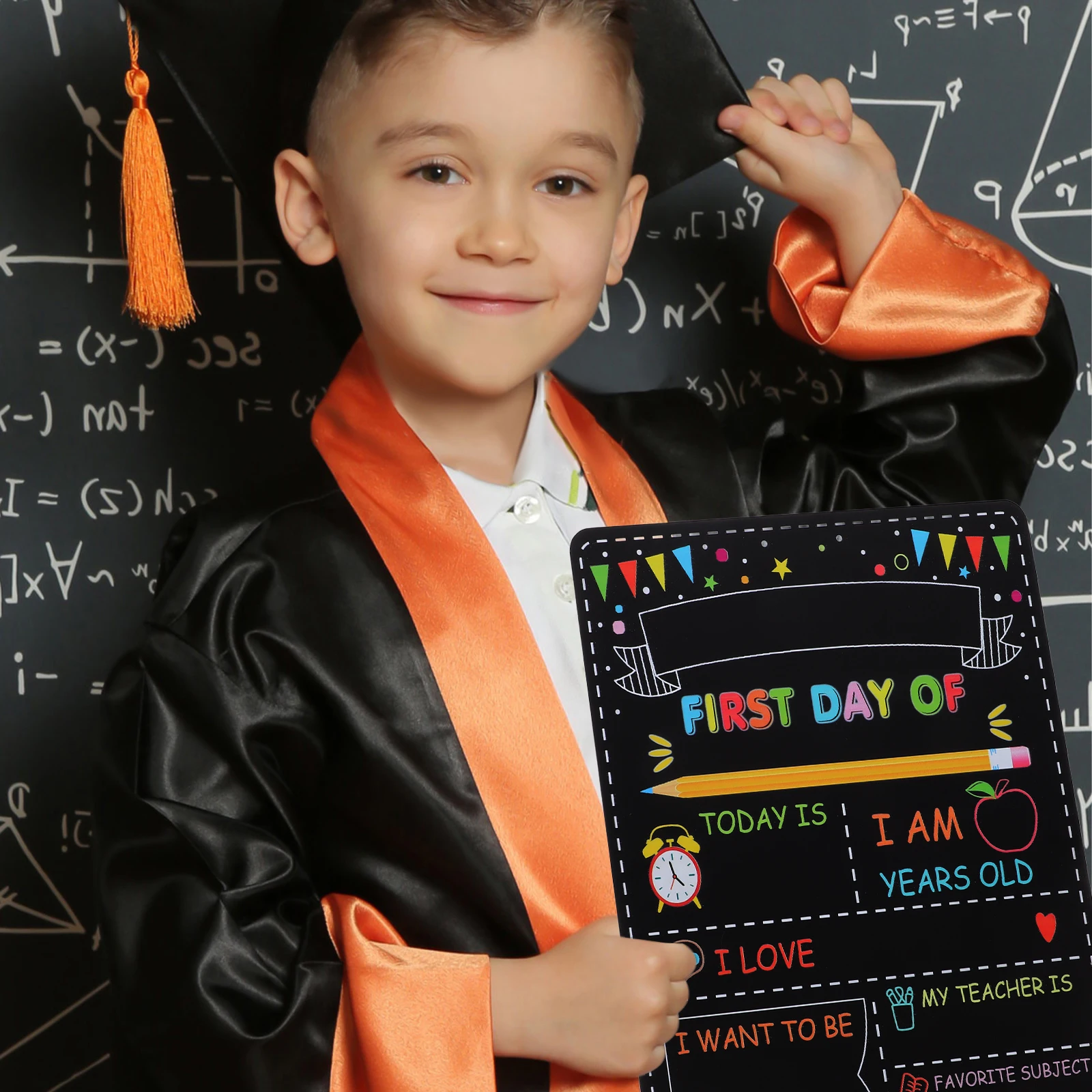 

Student Chalk Board Sign 30.5X25.4Cm Wooden Double Sided Day Of School Kids Preschool Kindergarten Grade