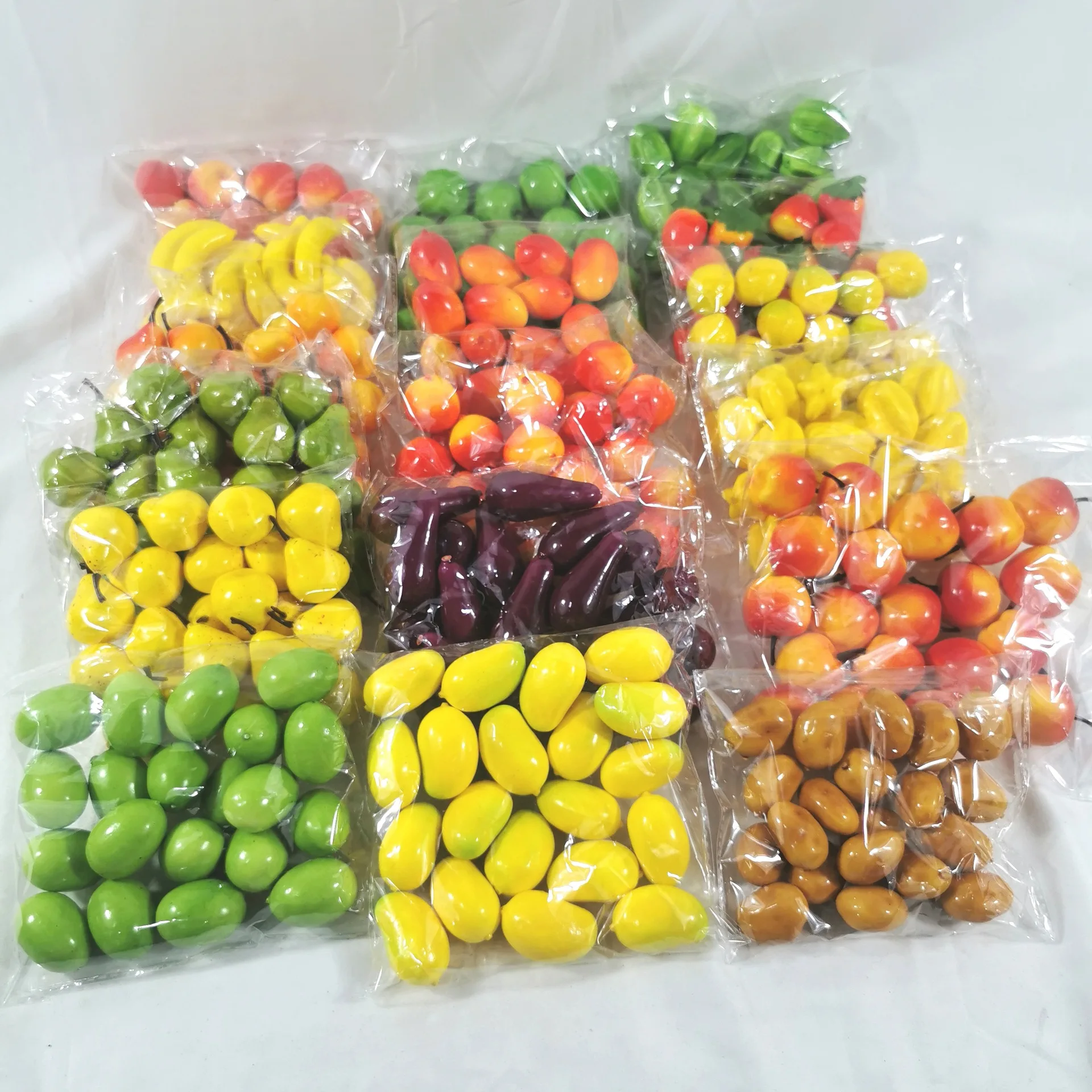 

20pcs Mini Foam Fake Fruit Apple Pear Vegetables Set Simulation Fruit Model Bag Decoration Ornament Photography Props Home Decor