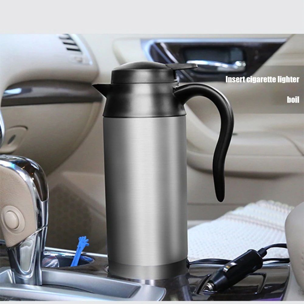 750ml Electric Water Kettle,12V/100W 24V/200W Portable Car Mounted Electric Kettle,Stainless Steel Boiling Cup