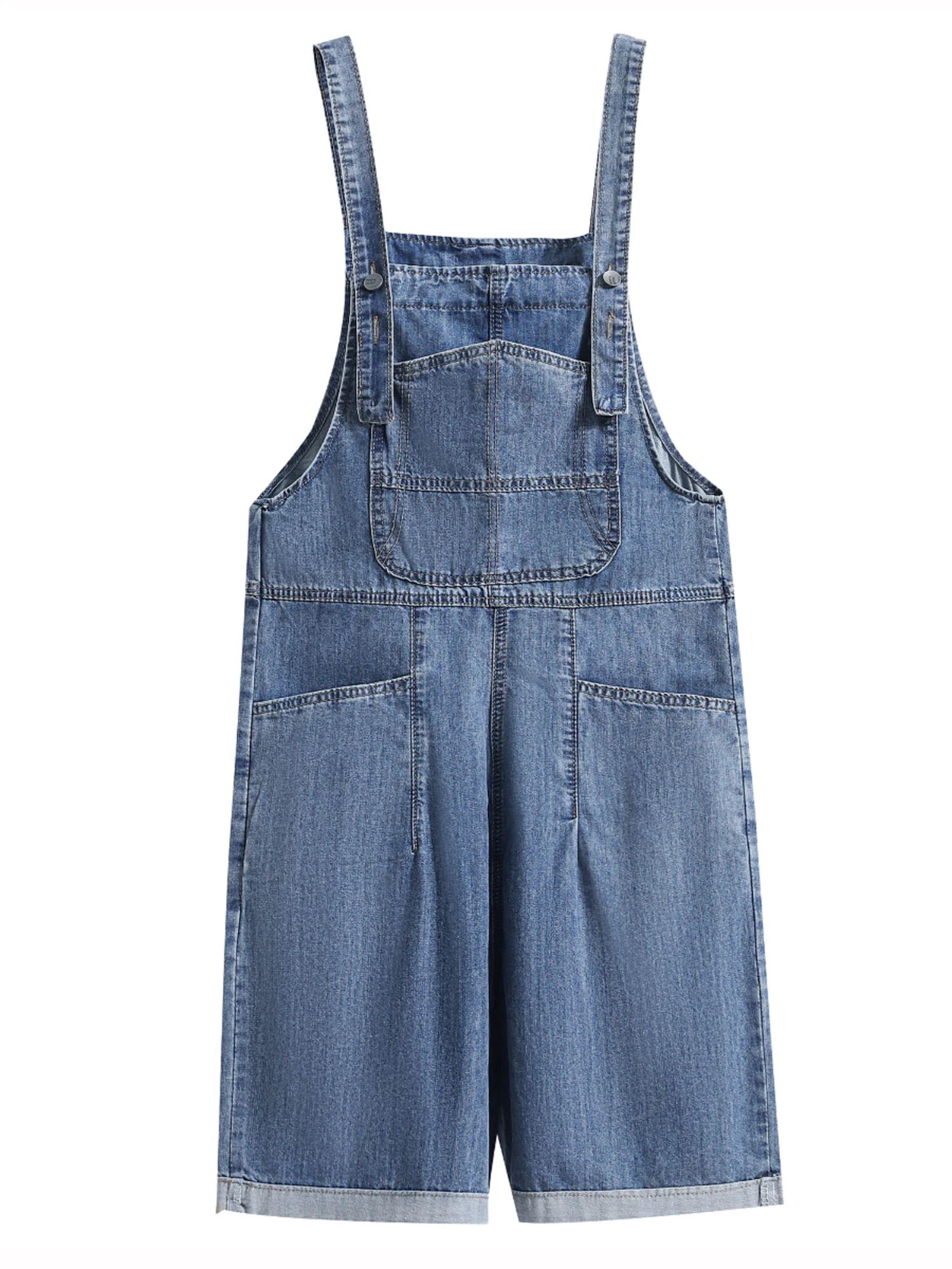 Combinaison en Denim avec poches pour femmes, Version coréenne, ample, large, demi-pantalon en Jean, polyvalent, couleur unie, short en Denim