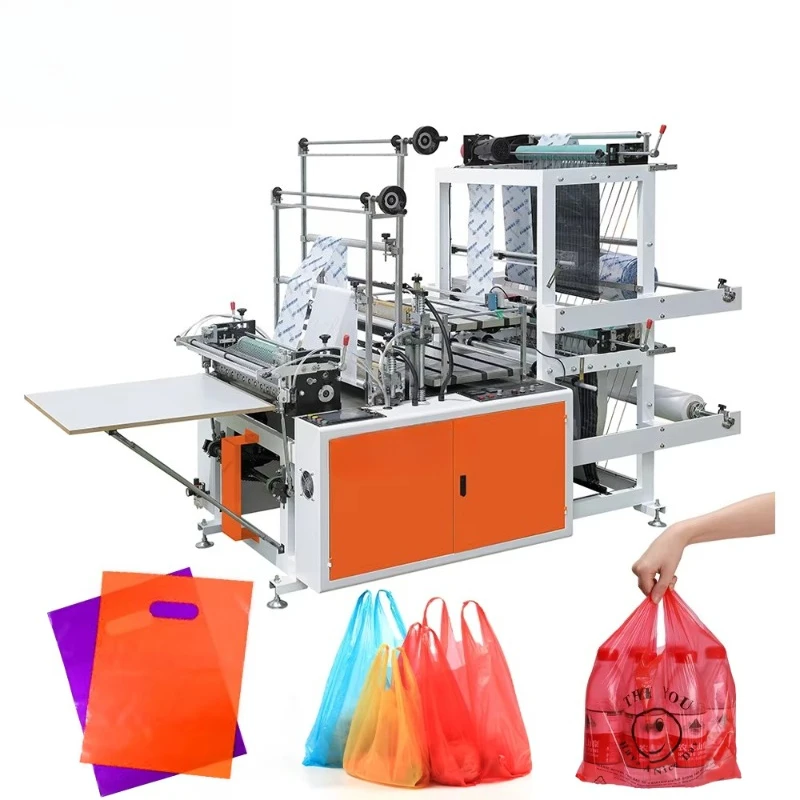 Factory Price Automatic Biodegradable Plastic Garbage Handle Vest Bag Making Machine for T-shirt Shopping Bag
