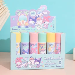 24 pcs/lot Sanrio Kuromi Melody Cinnamoroll Pochacco Solid Glue Guns Sticks DIY Tools Student Handmade Office School Supplies