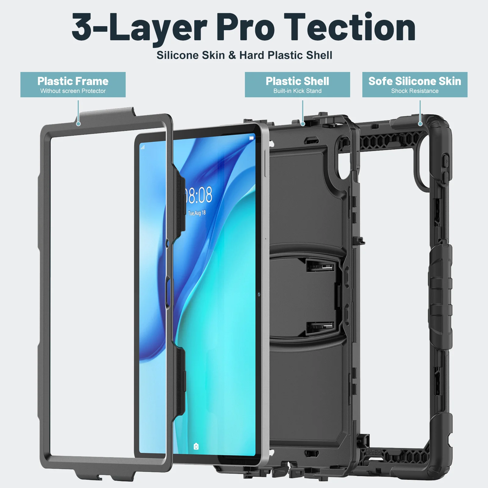 Armor Kickstand Case For Huawei MatePad SE 11 2024 11.0 inch Model AGS6-W00 AGS6-W09 Hybrid Cover 3-Layers Protection Shockproof