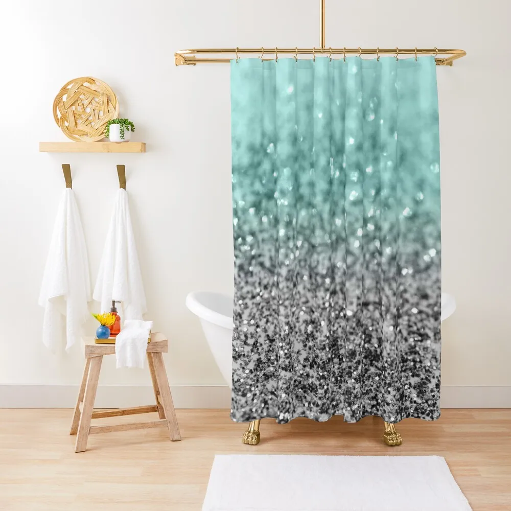 

Silver Teal Ocean Glitter Glam #2 (Faux Glitter) #shiny #decor #art Shower Curtain Bathtub Bathroom Shower For Bathrooms Curtain
