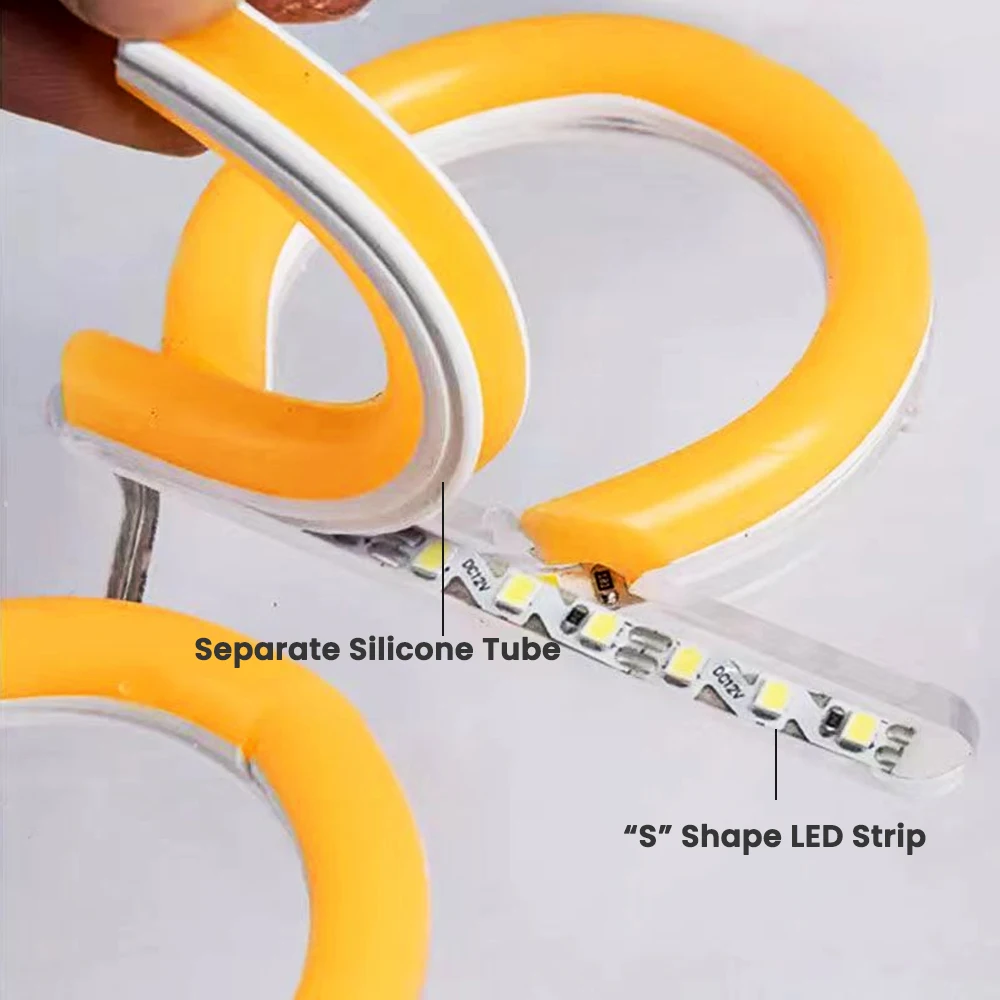6mm Separate Silicone Neon Tube Flexible Soft 11 Colors Waterproof IP67 Outdoor For DIY Sign S Shape 2835 SMD Led Strip Light
