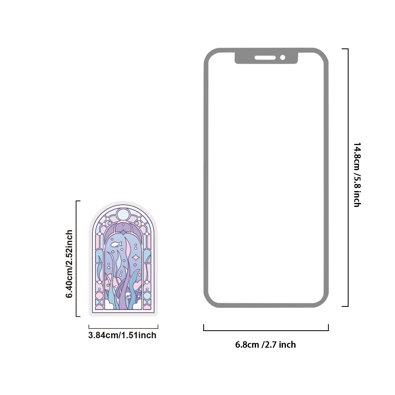 Etori Life 15pcs Fantasy Underwater Theme Stained Glass Window Die-Cut Craft Stickers are suitable for laptops, handbags, photo albums, water bottles, postcards and envelopes, scrapbooking supplies, office decoration items, room decoration, school supplies, student gift bags, party decorations, Korean stationery, children's stickers, and gifts for friends